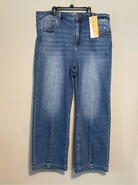 NWT Risen Jeans Mid-Wash High-Rise Straight Leg Sz 2XL
